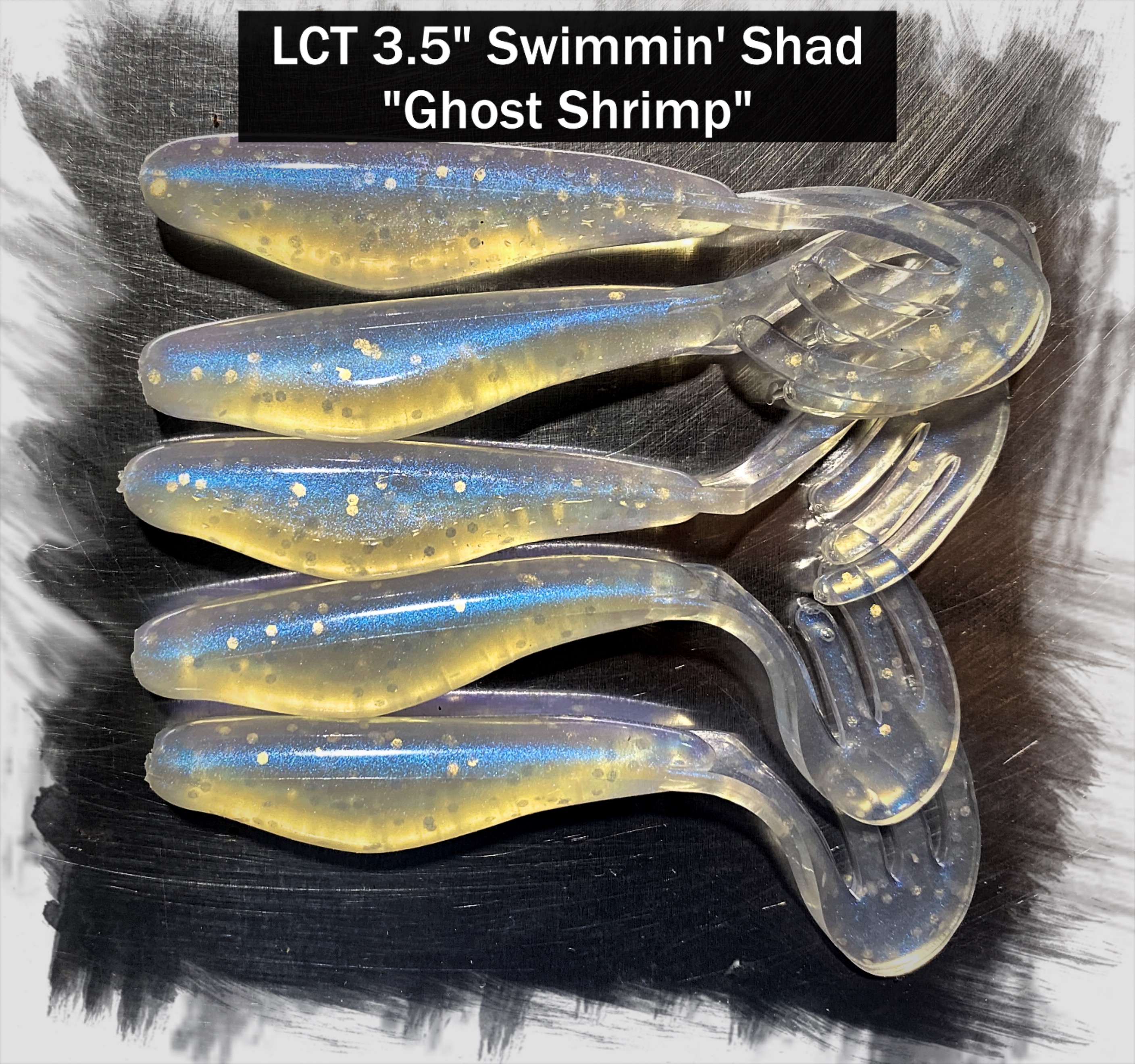 LCT 3.5″ Swimmin' Shad (5 Pack) Ghost Shrimp – Legacy Custom Tackle