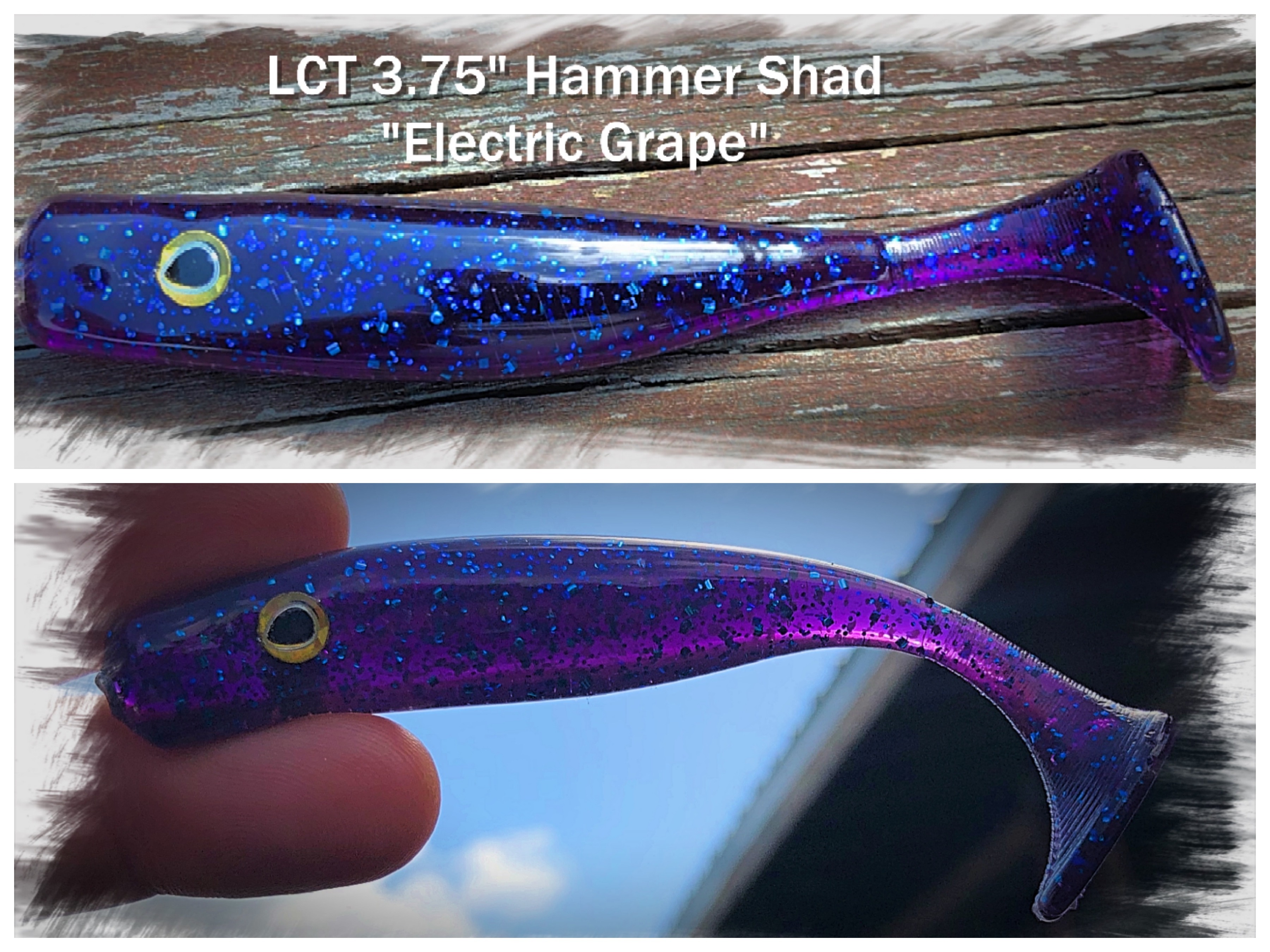 LCT 3.75″ Hammer Shad (5 Pack) Electric Grape – Legacy Custom Tackle