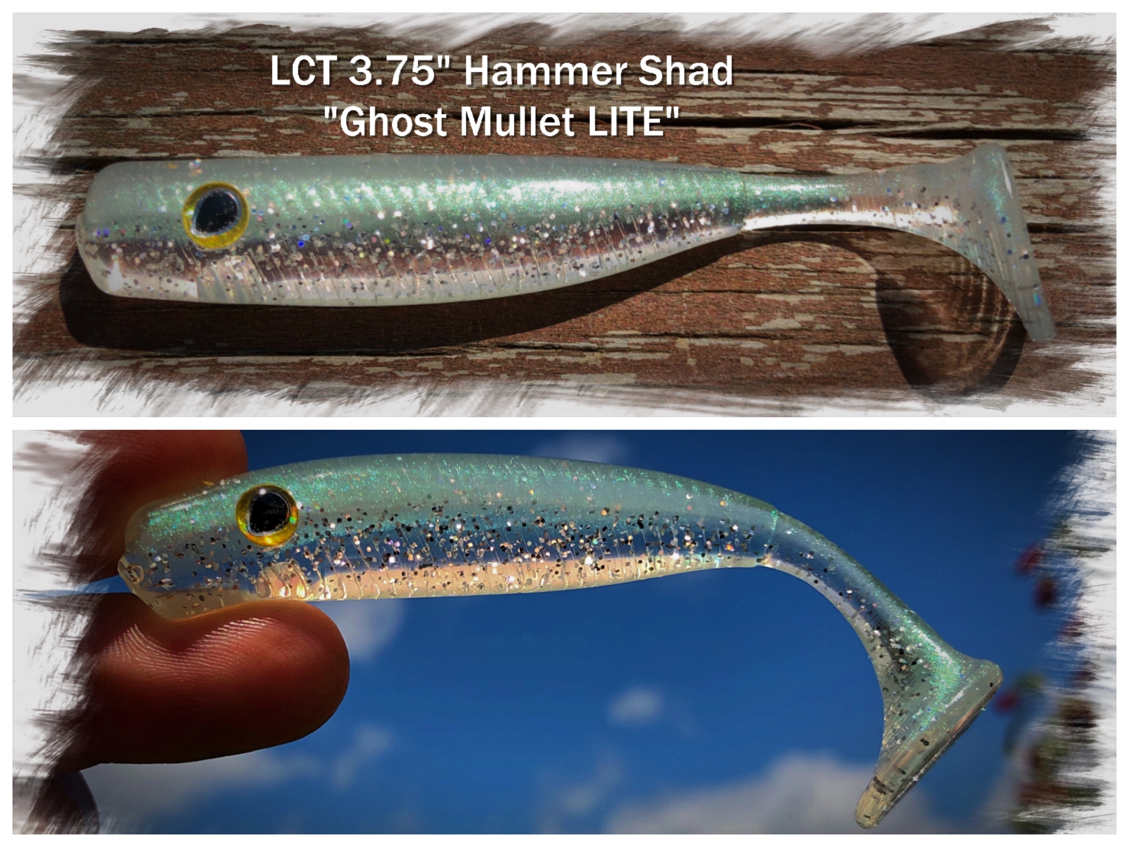 LCT 3.75 Hammer Shad (5 Pack) Ghost Mullet LITE