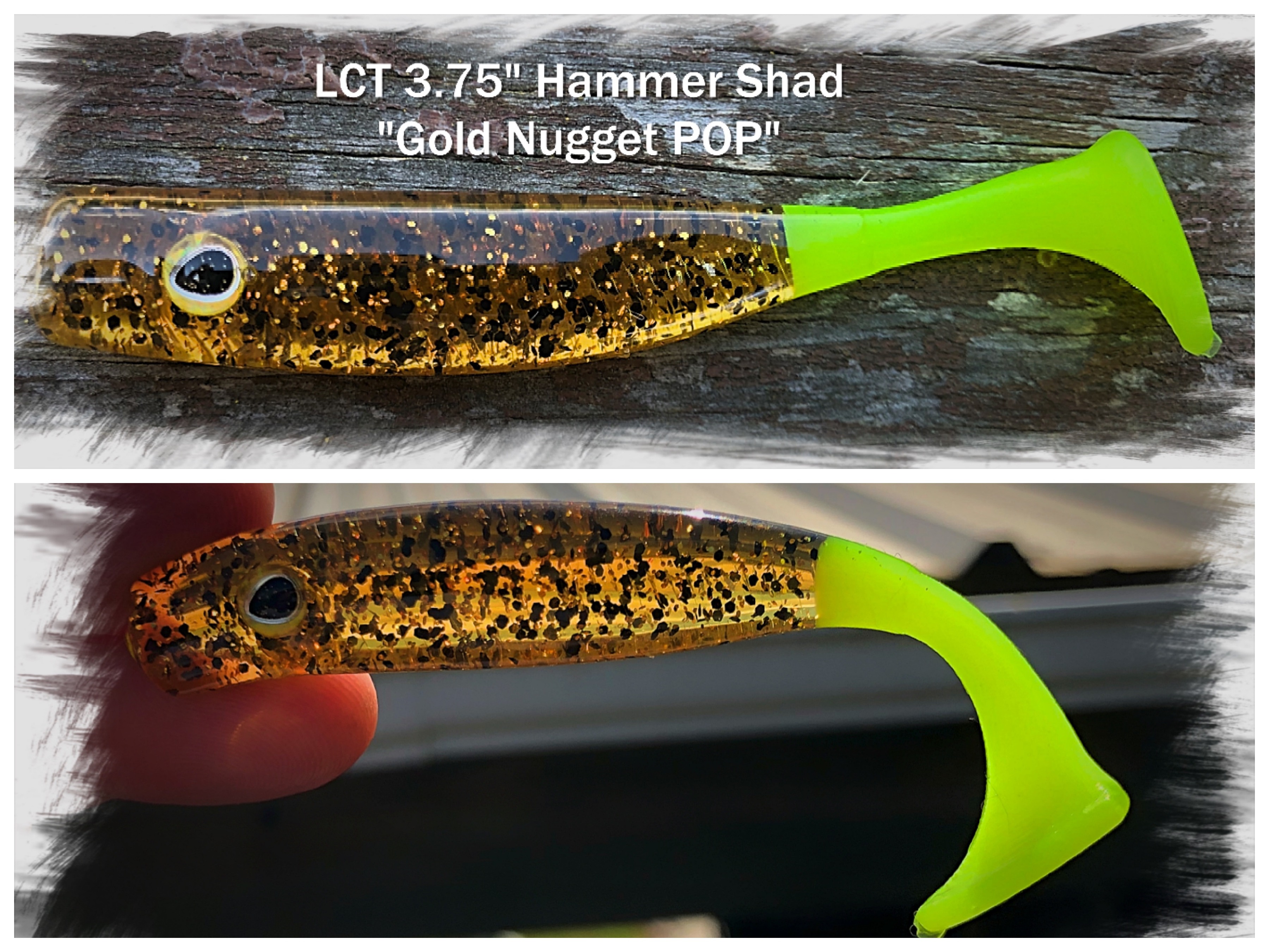 LCT 3.75 Hammer Shad (5 Pack) Gold Nugget POP