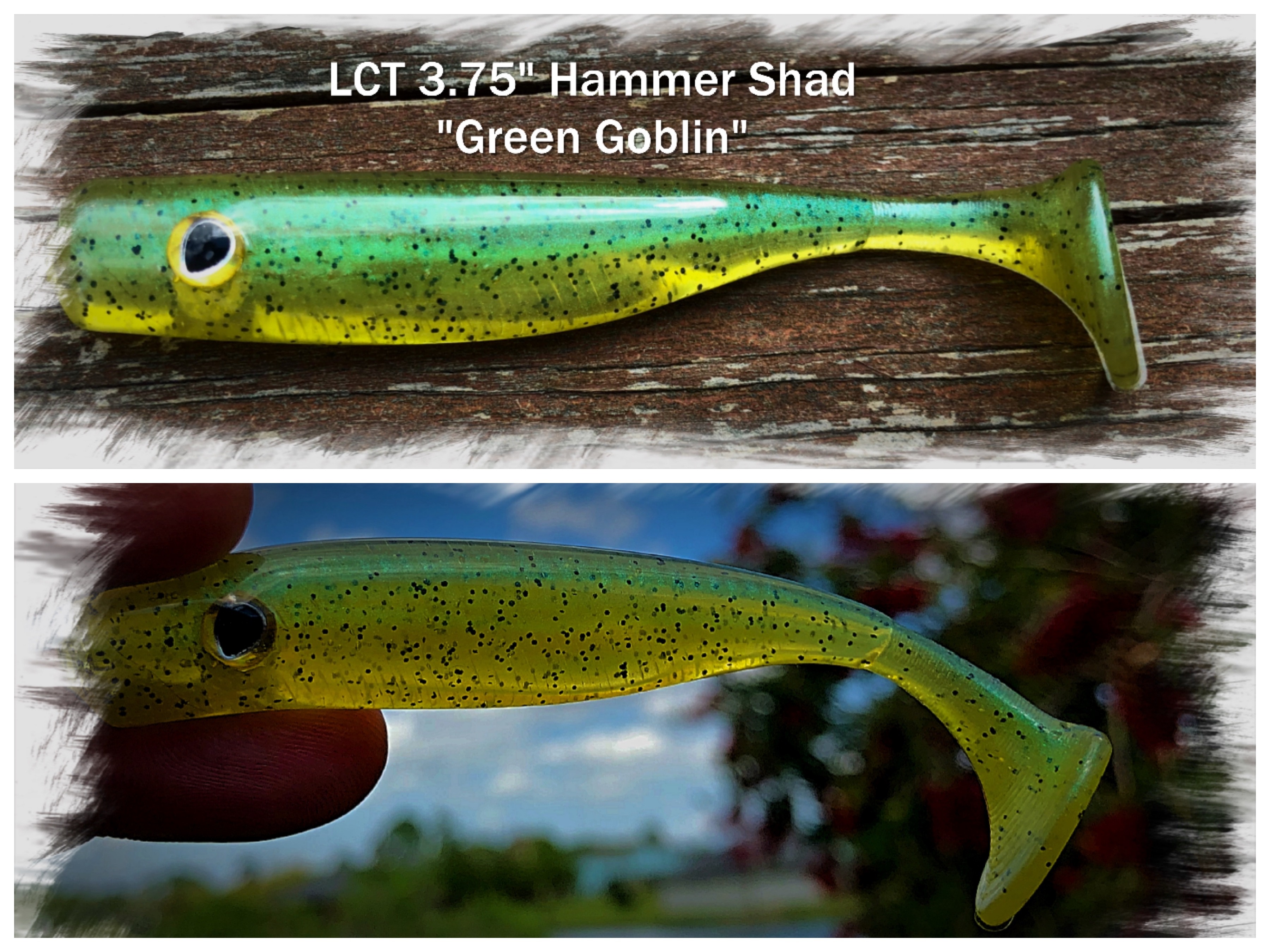 LCT 3.75 Hammer Shad (5 Pack) Green Goblin