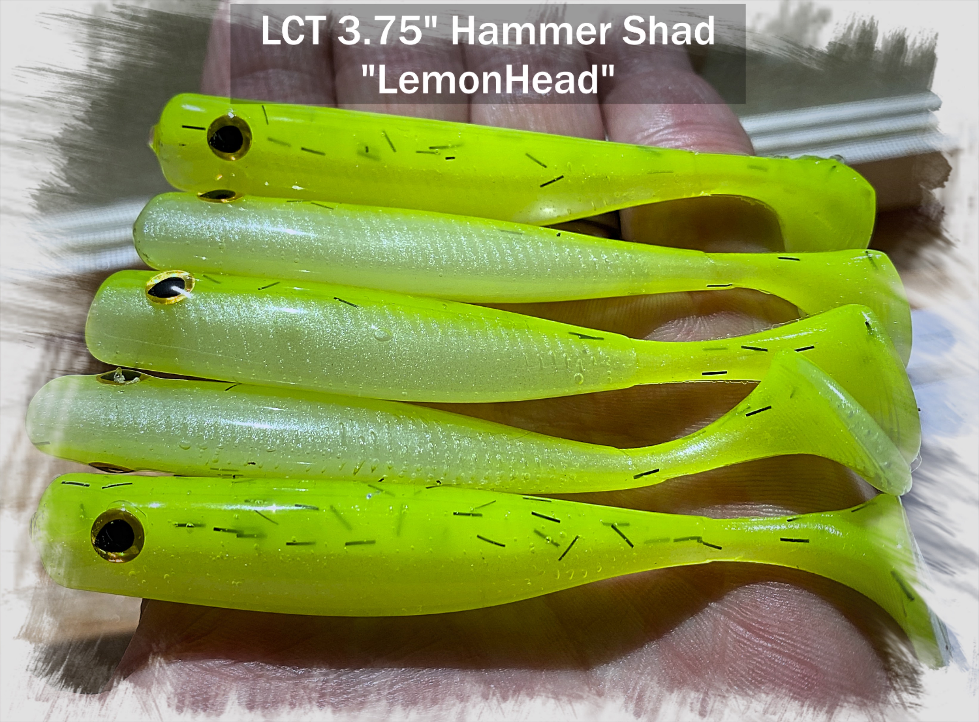 LCT 3.75″ Hammer Shad (5 Pack) LemonHead – Legacy Custom Tackle
