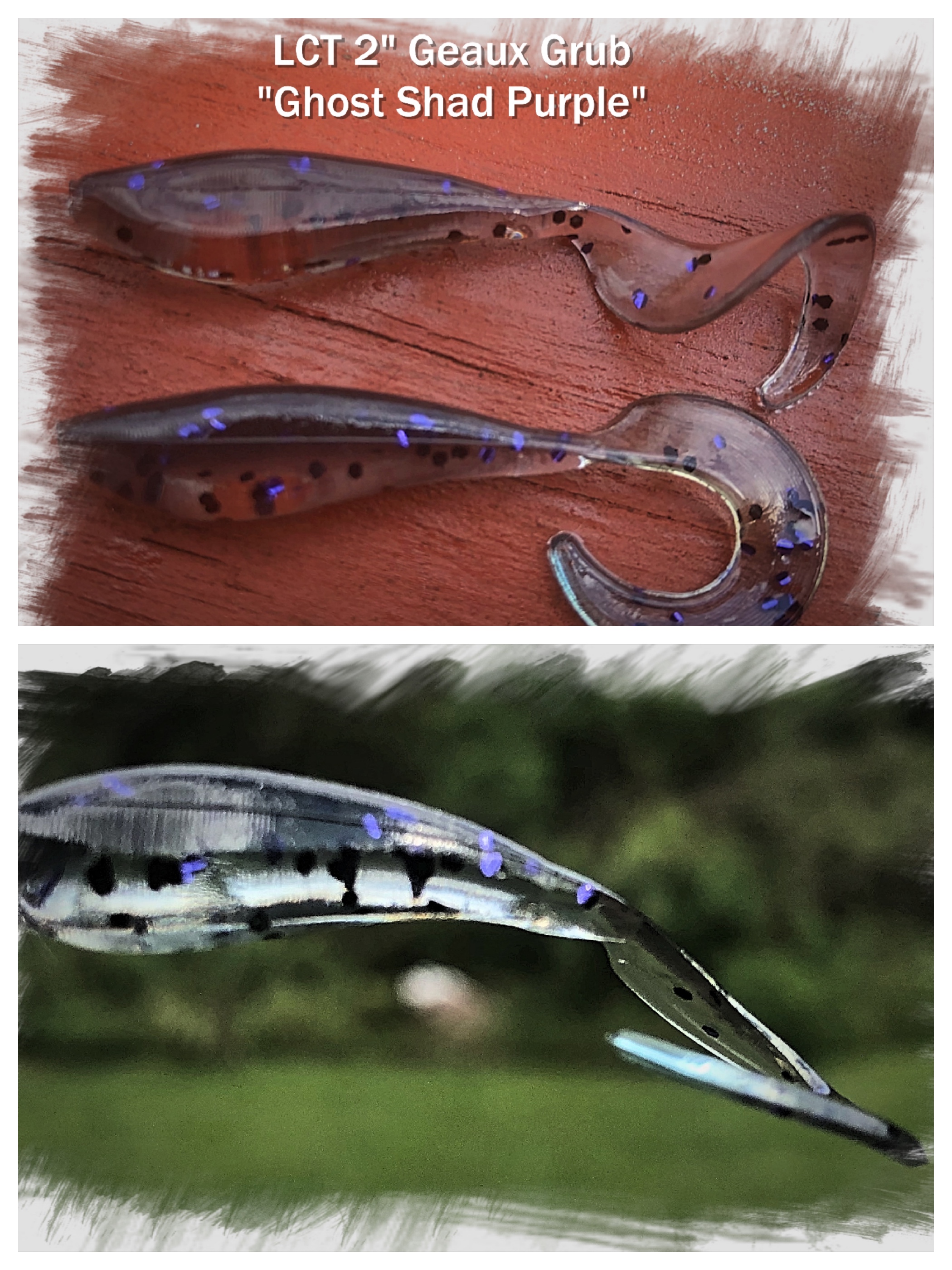 LCT 2″ Geaux Grub (8 Pack) Ghost Shad Purple – Legacy Custom Tackle