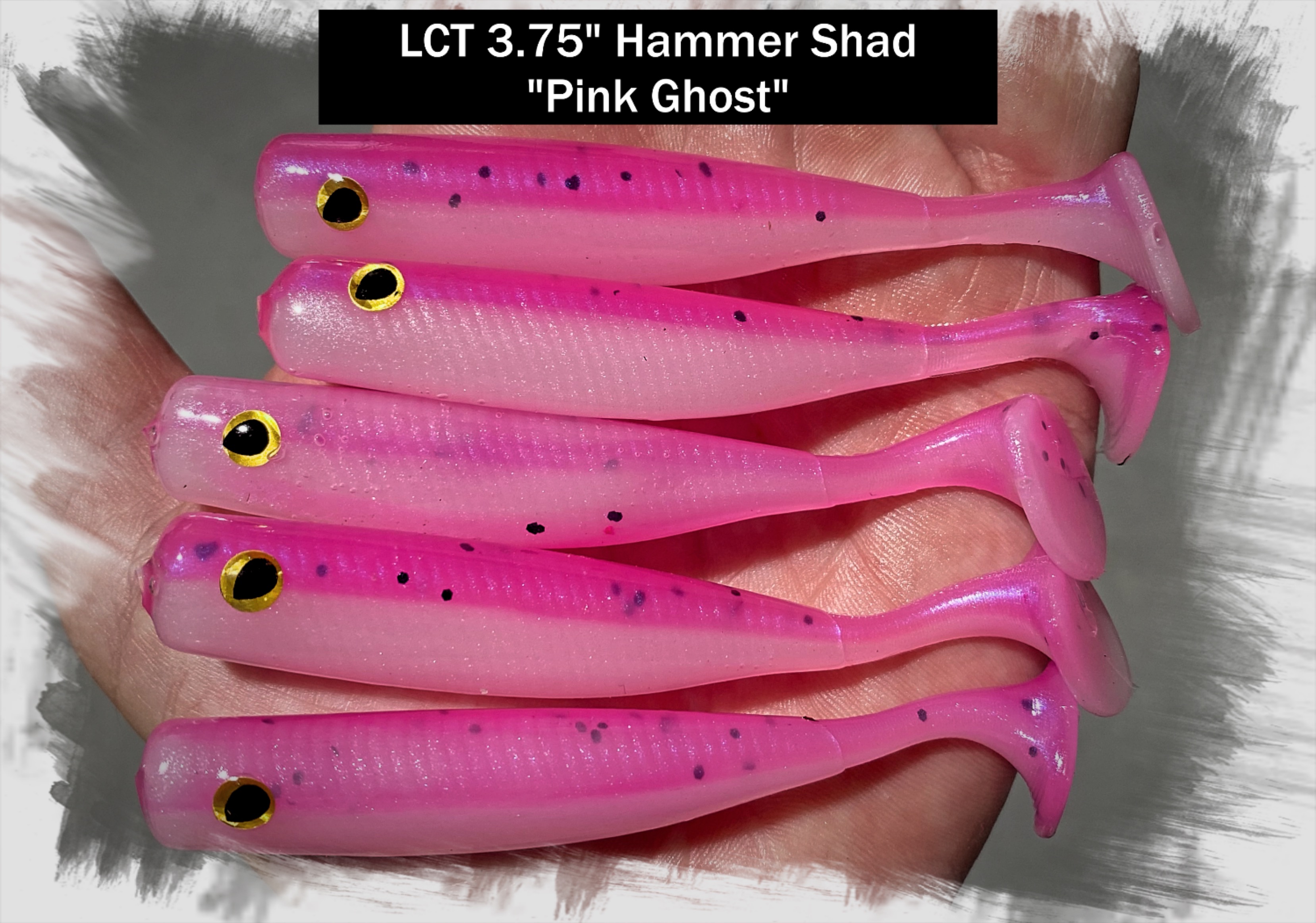 LCT 3.75″ Hammer Shad (5 Pack) Pink Ghost – Legacy Custom Tackle