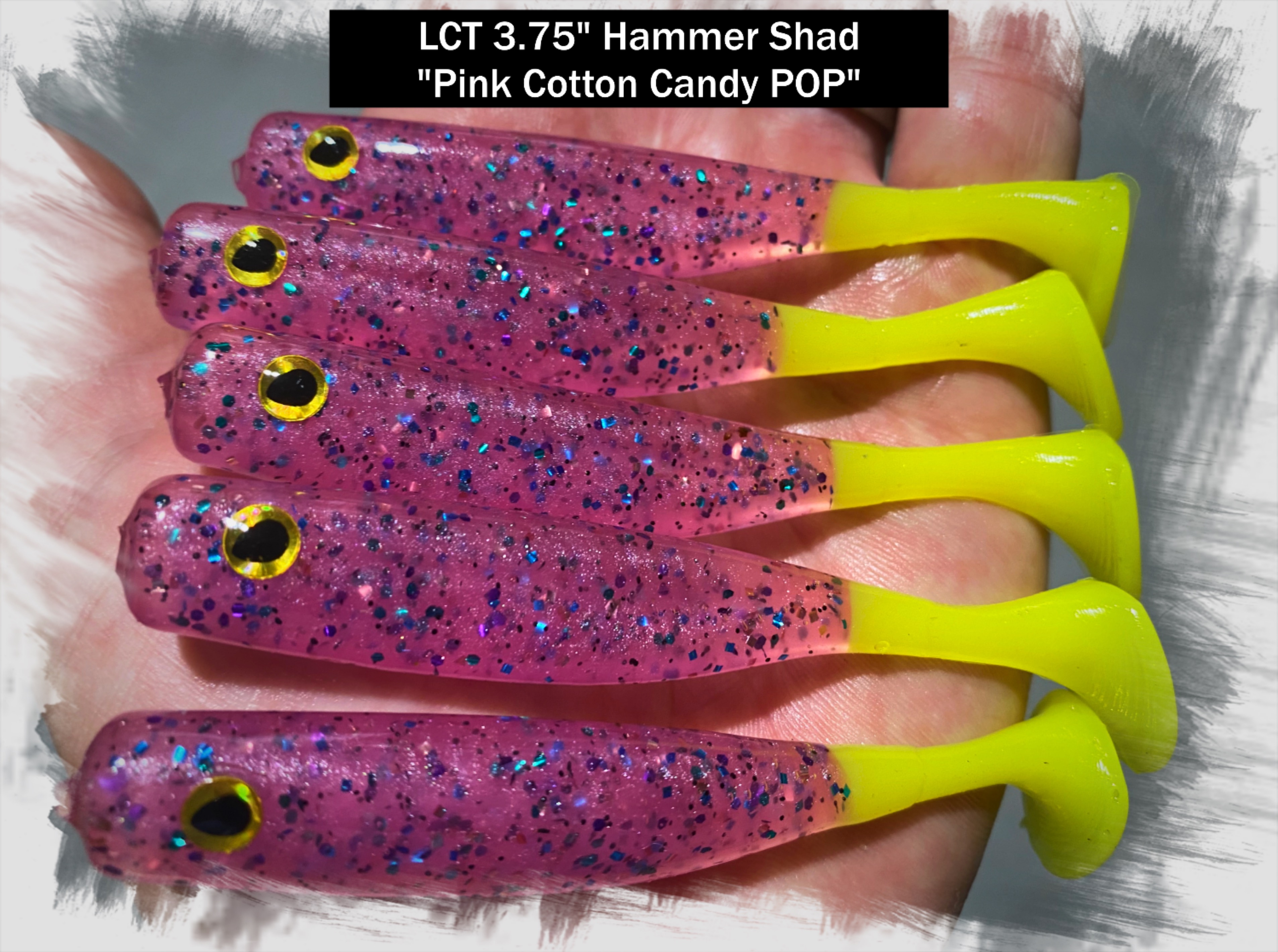 LCT 3.75″ Hammer Shad (5 Pack) Red Eyed Ghost Shad – Legacy Custom