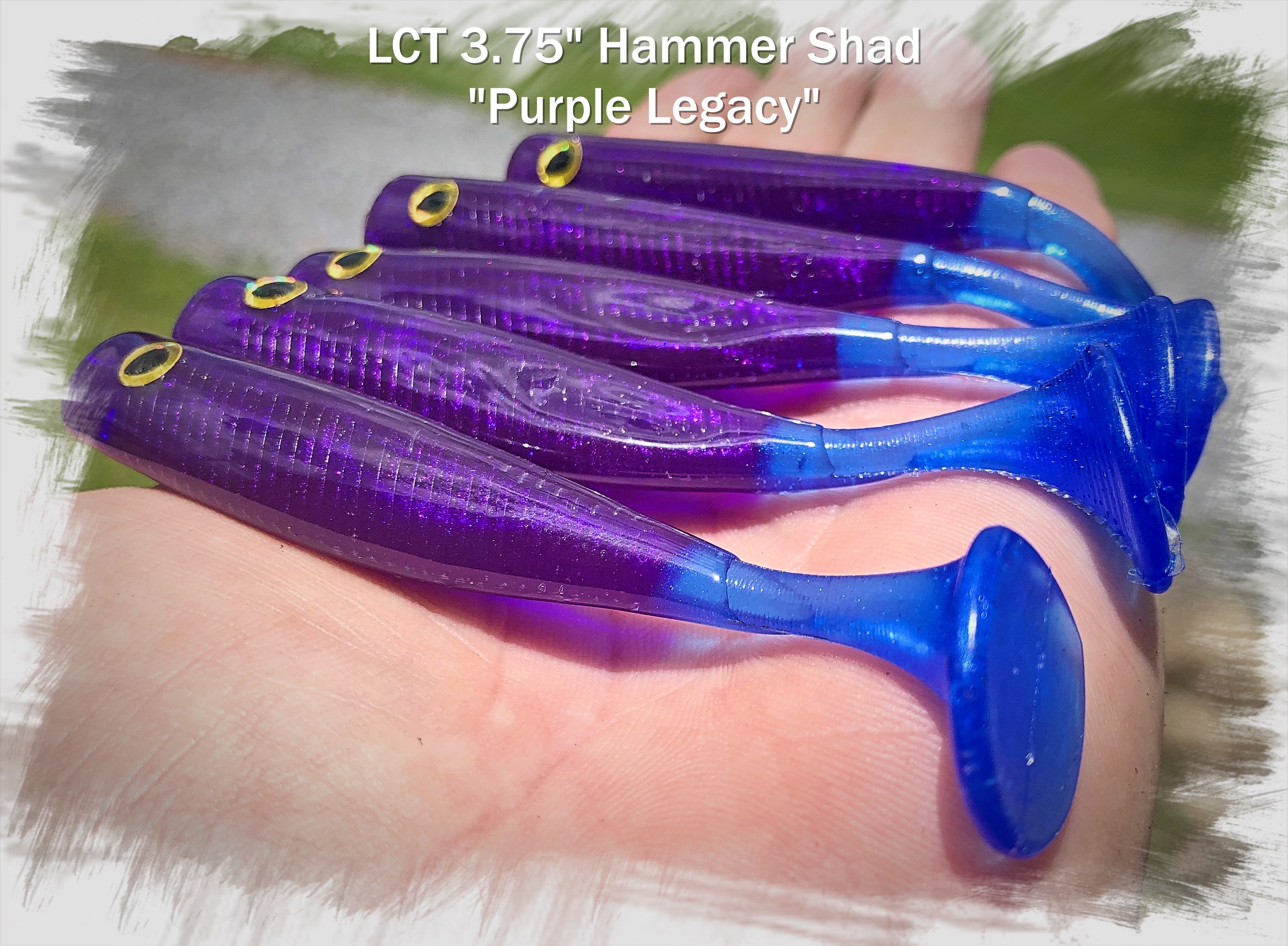 LCT 3.75″ Hammer Shad (5 Pack) Watermelon Slice Royale – Legacy Custom  Tackle