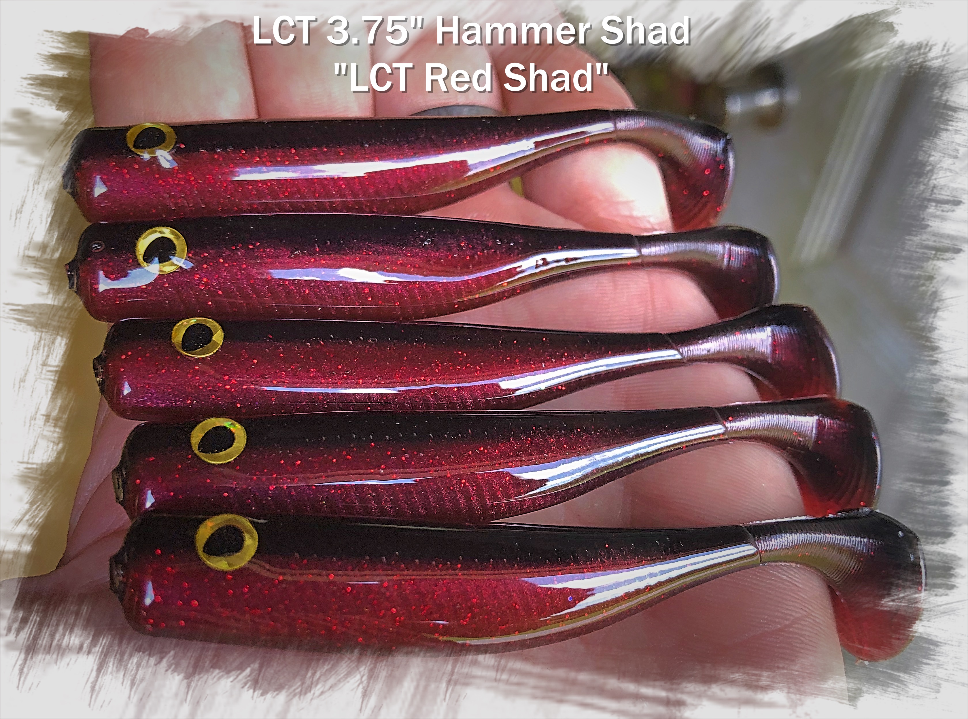 LCT 3.75″ Hammer Shad (5 Pack) Red Eyed Ghost Shad – Legacy Custom