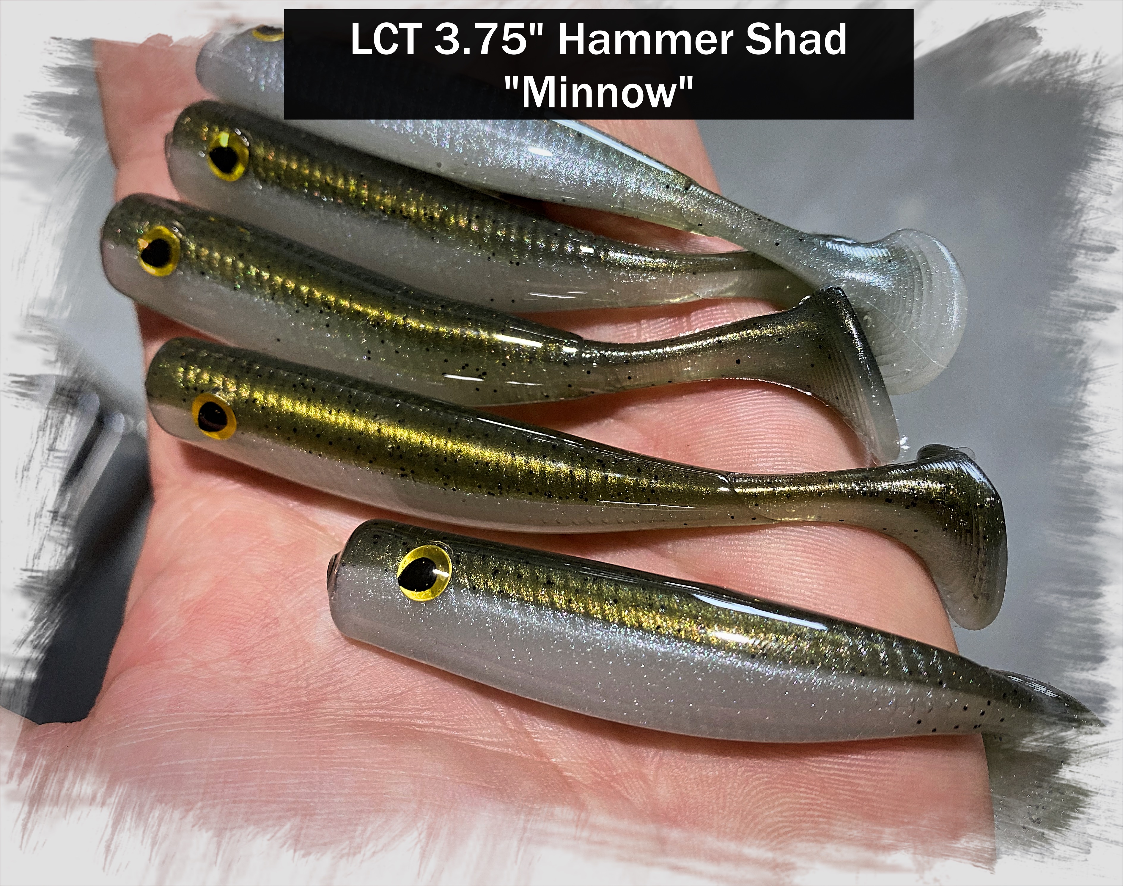 LCT 3.75 Hammer Shad (5 Pack) Red Eyed Ghost Shad