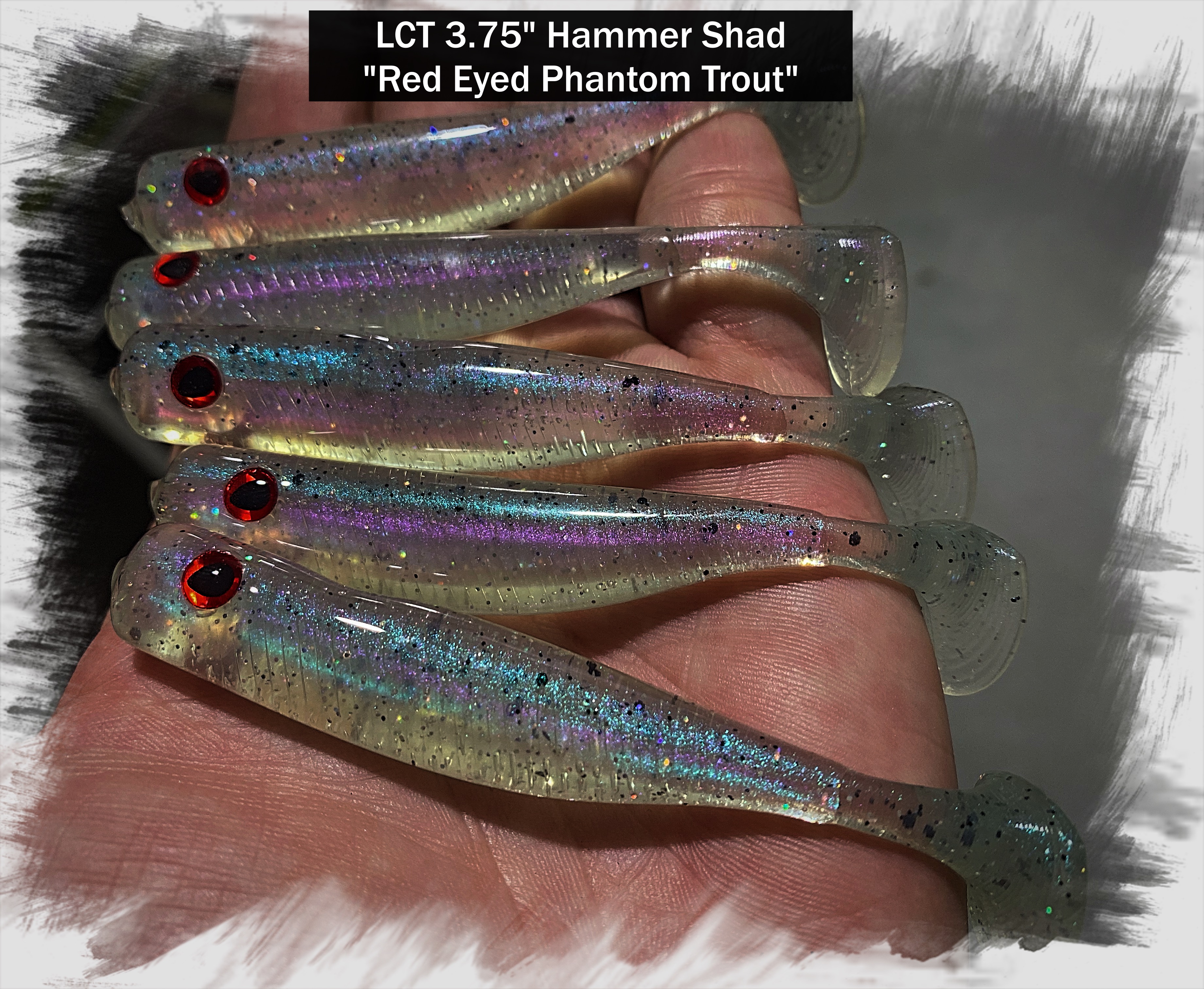 LCT 3.75″ Hammer Shad (5 Pack) Red Eyed Ghost Shad – Legacy Custom