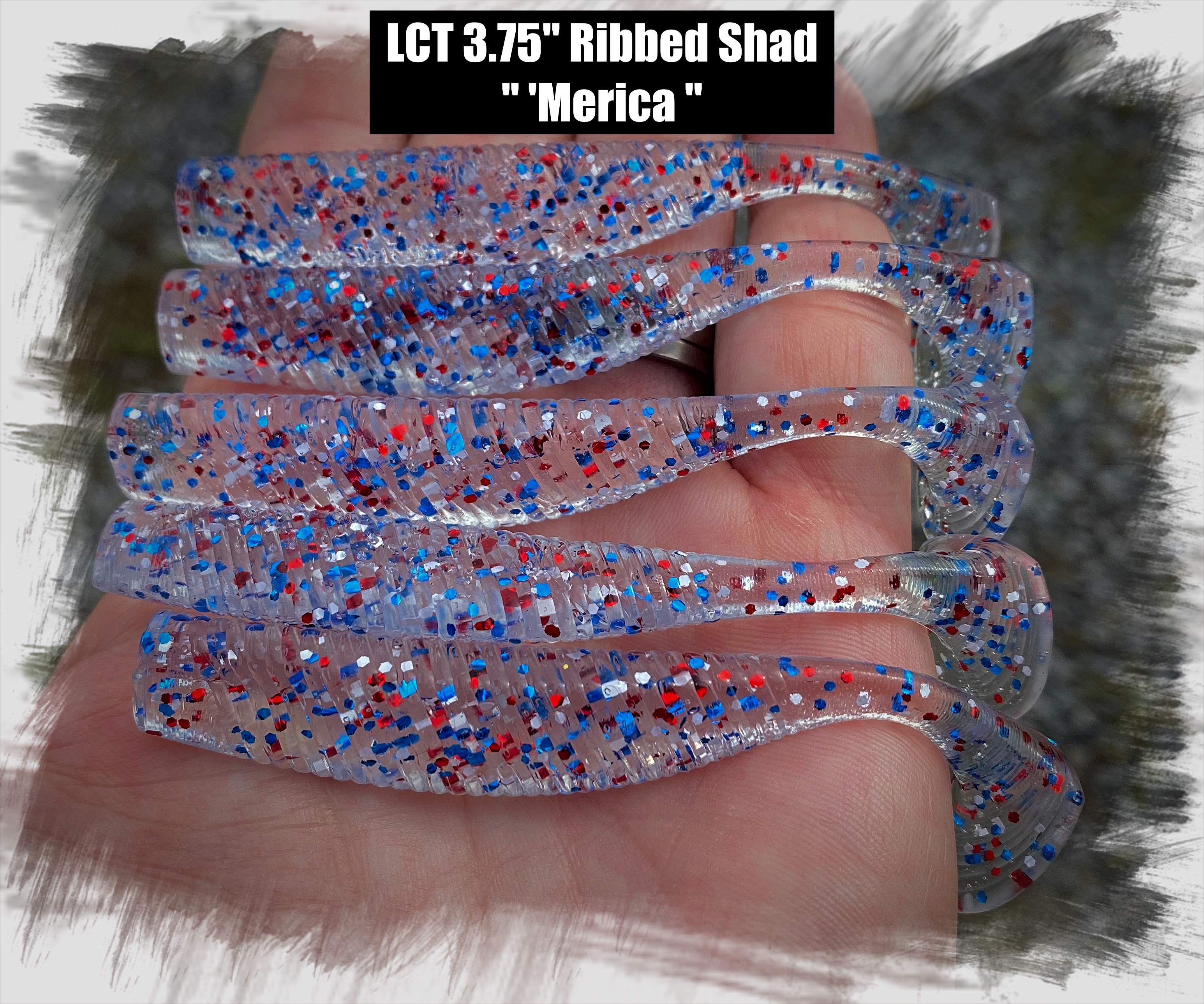 LCT 3.75″ Ribbed Shad (5 Pack) 'Merica – Legacy Custom Tackle