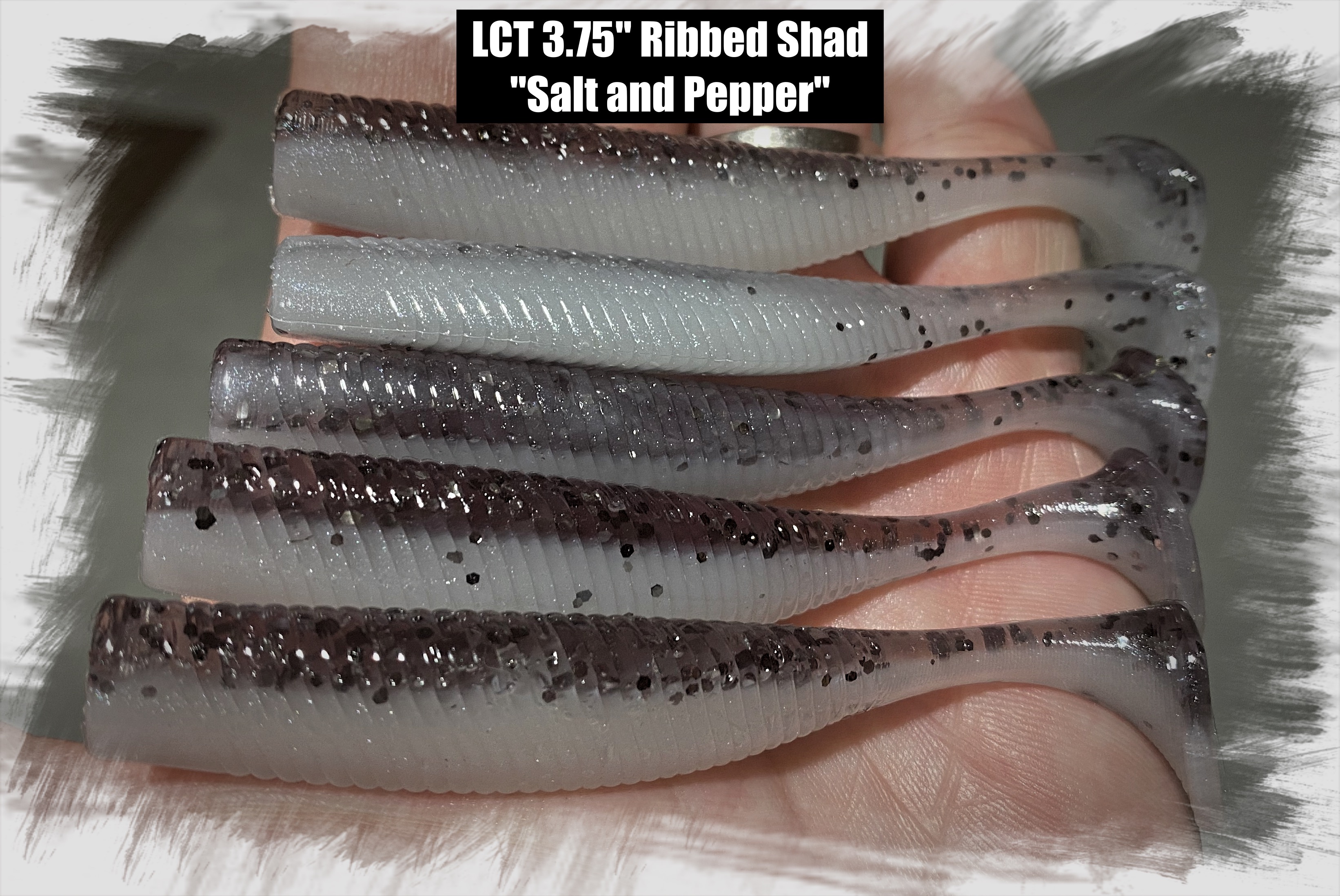 LCT 3.75 Ribbed Shad (5 Pack) Salt and Pepper