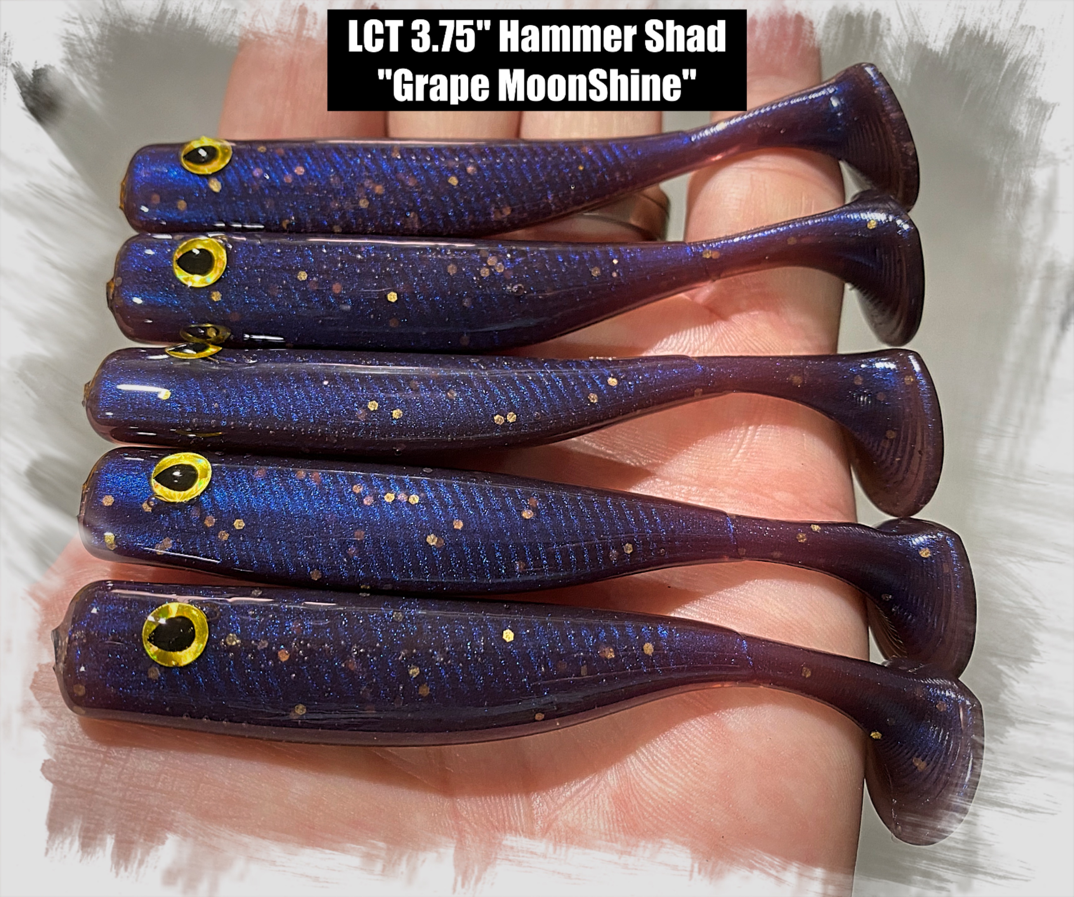 LCT 3.75″ Hammer Shad (5 Pack) Electric Grape – Legacy Custom Tackle